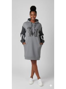 Szürke, meleg kötött ujjú ruha 