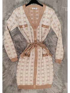 Hosszú ujjú barna ruha 