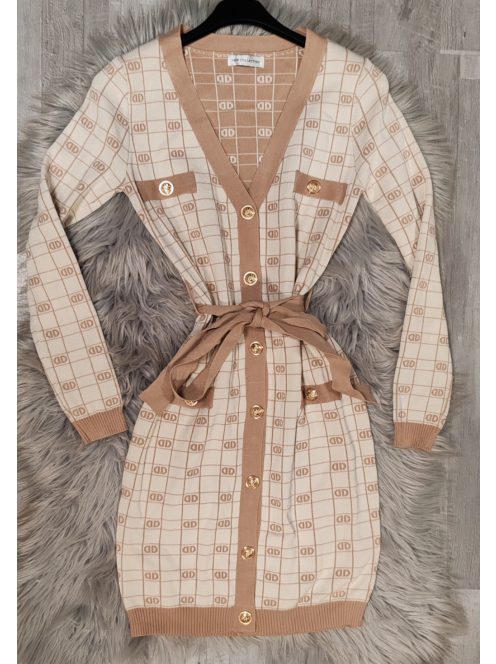 Hosszú ujjú barna ruha 