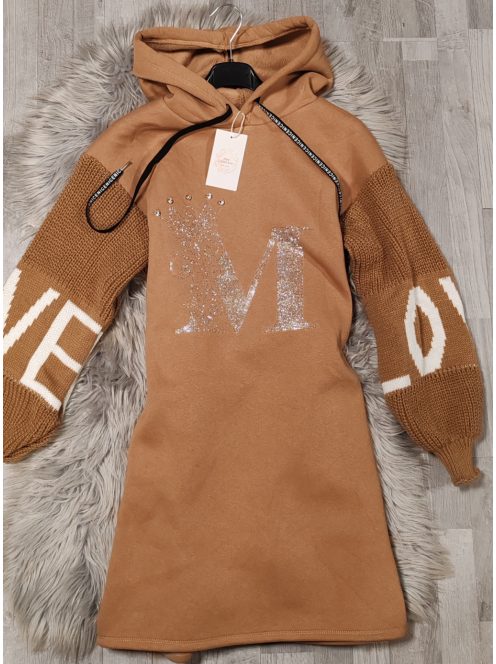 Barna meleg kötött ujjú ruha 